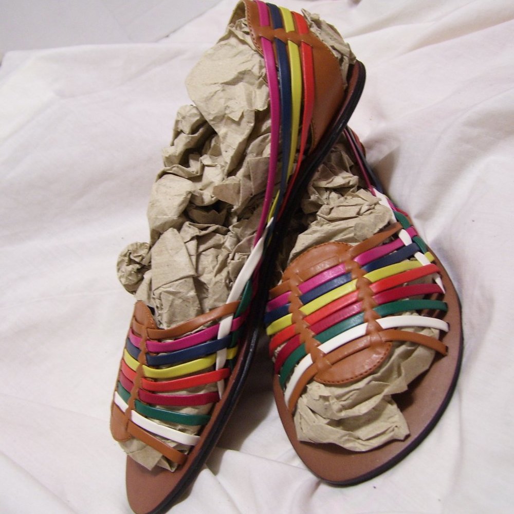 Fashion Leather Huarache Multi Colored Sandal NWOT - Picture 1 of 2